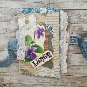 Turquoise Embellished Junk Journal: Flowers, Birds and Butterflies (Laugh)